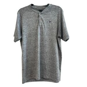 Primo Polo Shirt Golf Henley Performance Blade Collar Heathered space dye, Large